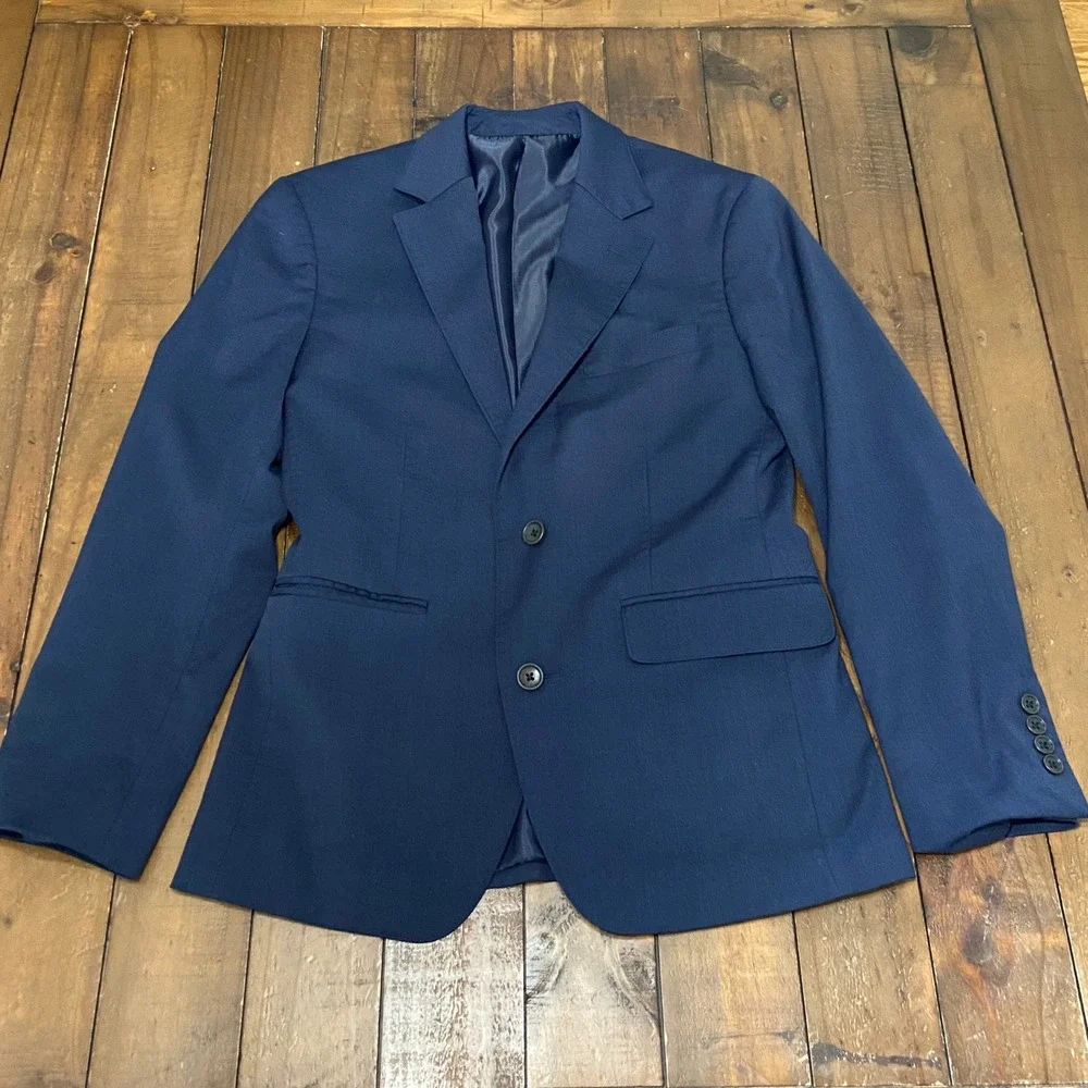 Bonobos Mens Slim Fit Navy Blue Wool Blazer Sport Coat 36S 15400-BLH06